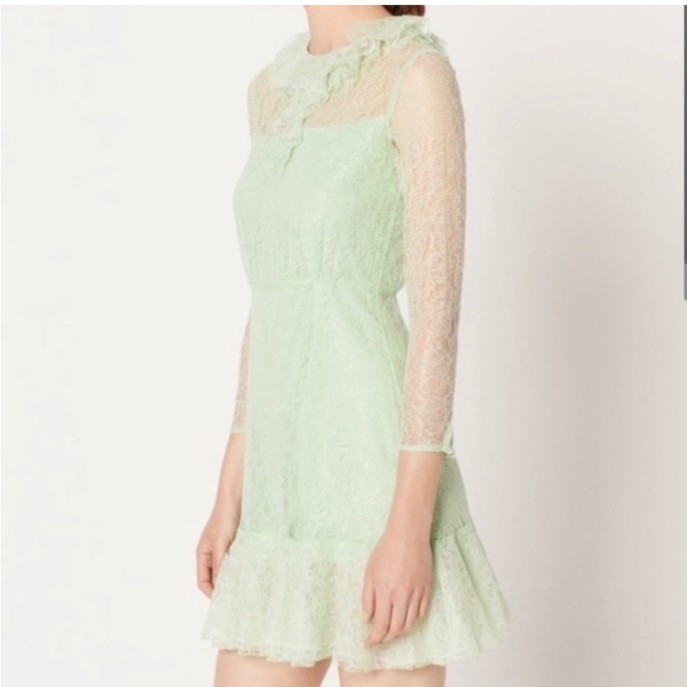 Sandro Pastel Green Lace Mini Dress